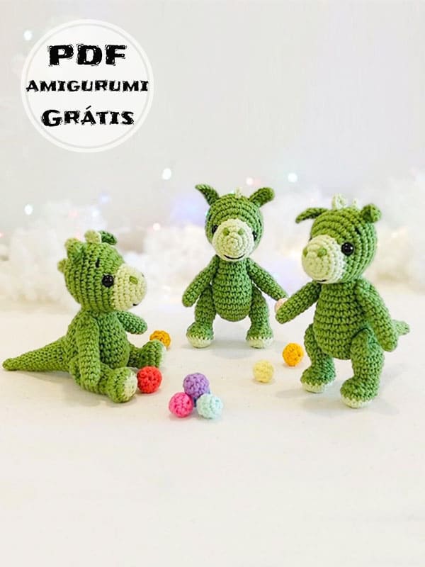 Pequeno Verde Dinossauro Amigurumi Receita Grátis