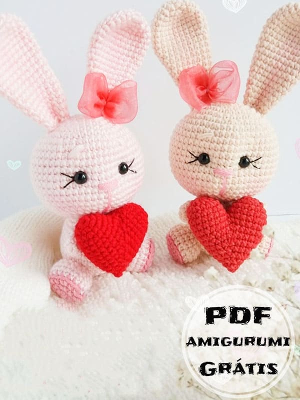 Coelho dos Namorados Receita de Amigurumi PDF Grátis