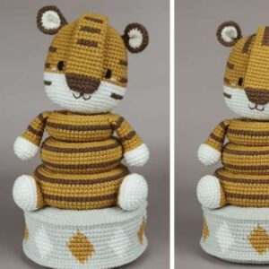 Receita de amigurumi em PDF - Brinquedo de encaixe - Tigre aneis empilhados