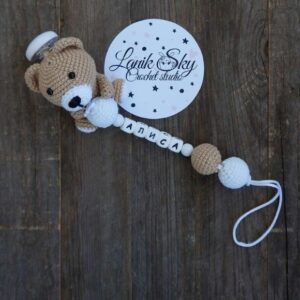 Receita de amigurumi em PDF - Porta Chupeta Urso