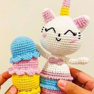 Receita de amigurumi em PDF  - Gato Sereia Unicórnio