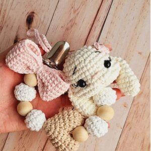 Receita de amigurumi em PDF - Porta chupeta Coelho