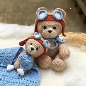 Receita de amigurumi em PDF - Urso aviador