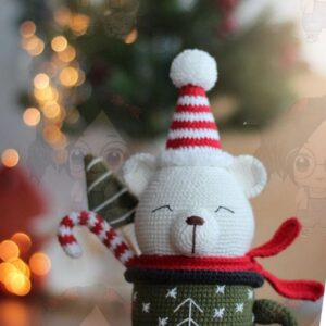 Receita de amigurumi em PDF - Urso Polar na xícara