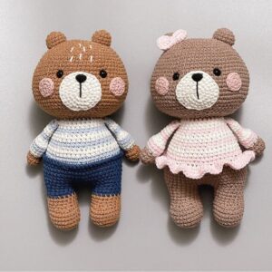 Receita de amigurumi em PDF - Casal de ursinhos