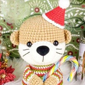 Receita de amigurumi em PDF - Lontra de Natal