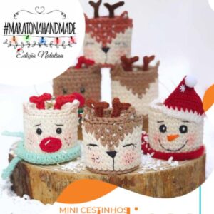 Receita de amigurumi em PDF - Mini cestinhos Natalinos