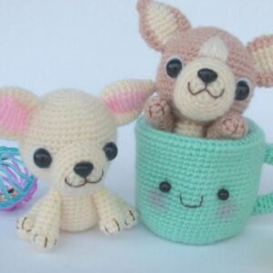 Receita de amigurumi em PDF  - Chihuahuas em uma xícara de chá