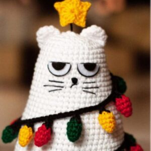 Receita de amigurumi em PDF - Gato de Natal