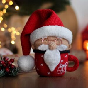 Receita de amigurumi em PDF - Caneca de Natal - Papai noel