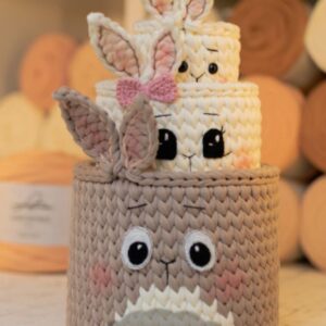 Receita de amigurumi em PDF - Trio de cestos