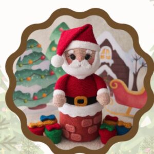 Receita de amigurumi em PDF - Papai Noel na Chaminé
