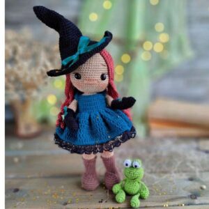 Receita de amigurumi em PDF - Boneca Bruxinha com Sapinho - Julia