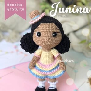 Receita de amigurumi gratuita - Boneca junina