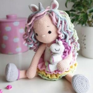 Receita de amigurumi em PDF - Lou a garota unicórnio