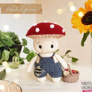 Receita de amigurumi gratuito - Cogumelo Jardineiro