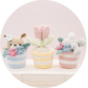 Receita de amigurumi em PDF - Vasinhos de bichinhos