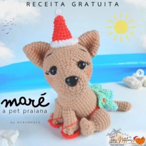 Receita de amigurumi gratuita - Cachorro na praia