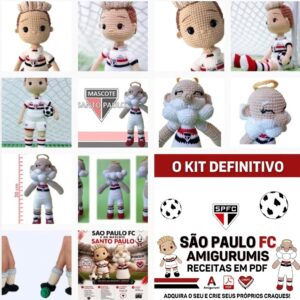 Kit Receitas de amigurumis em PDF - Jogador do São Paulo + Mascote + Bonus + Guia de Vendas