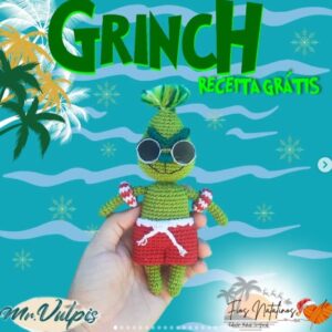 Receita de amigurumi gratuita - Grinch na praia