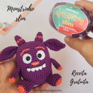 Receita de amigurumi gratuita - Monstrinho Slim