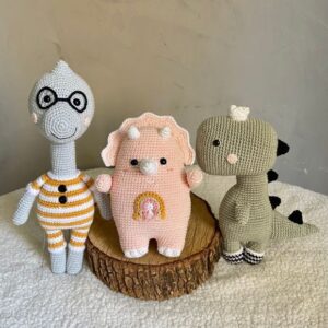 Receita de amigurumi em PDF  - Trio Jurássico