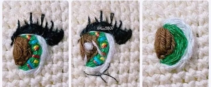 Olhos realistas bordados