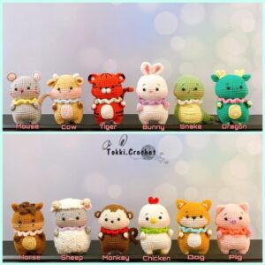 Receita de amigurumi em PDF - Animais do zodiaco part 1