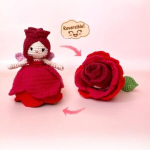 Receita de amigurumi em PDF - Boneca Rosa Reversível