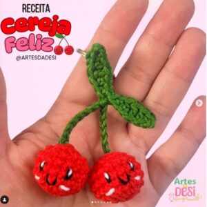 Receita de amigurumi gratuita - Cereja Feliz