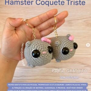 Receita de amigurumi gratuita - Chaveiro Hammster
