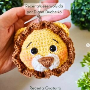 Receita de amigurumi gratuita - Chaveiro leão
