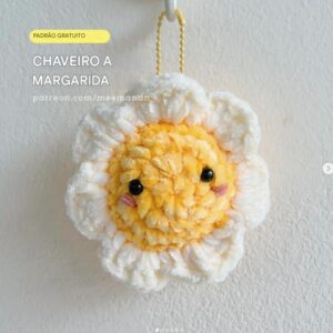 Receita de amigurumi gratuita - Chaveiro Margarida