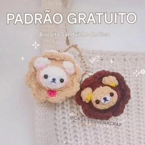 Receita de amigurumi gratuito - Chaveiro de biscoito de urso
