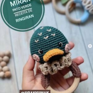 Receita de amigurumi gratuita - Chocalho Pato Verde