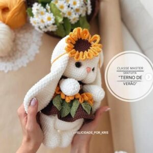 Receita de amigurumi gratuita - Coelhinha Girassol