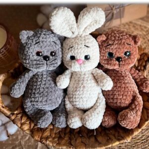 Receita de amigurumi em PDF - Coelho , Gato e Urso