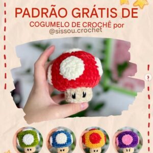 Receita de amigurumi gratuito - Cogumelo do Super Mário