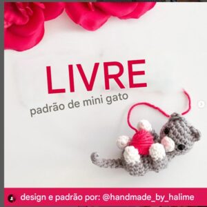 Receita de amigurumi gratuita - Mini gato com bolinha de crochê
