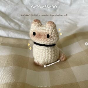 Receita de amigurumi gratuita - Gato Assado