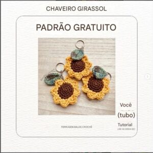 Receita de amigurumi gratuita - Chaveiro Girassol