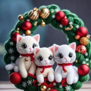 Receita de amigurumi em PDF - Guirlanda Gatinhos