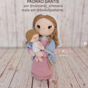 Receita de amigurumi gratuita - Maria e Jesus
