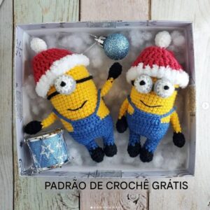 Receita de amigurumi gratuito - Minions de Natal