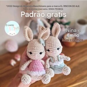 Receita de amigurumi gratuita - Coelha Nina e Emilio