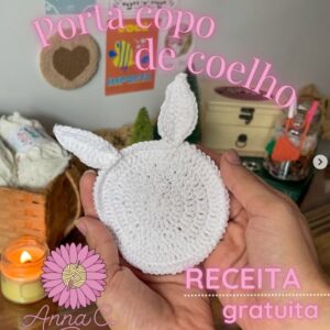 Receita de amigurumi gratuita -  Porta copo de coelho