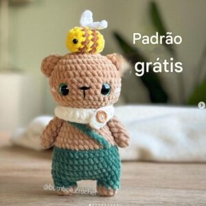 Receita de amigurumi gratuita - Ursinho com abelha