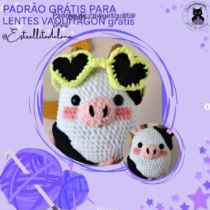 Receita de amigurumi gratuita - Vaquinha de óculos