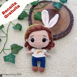 Receita de amigurumi gratuita - Bonequinha coelhinha