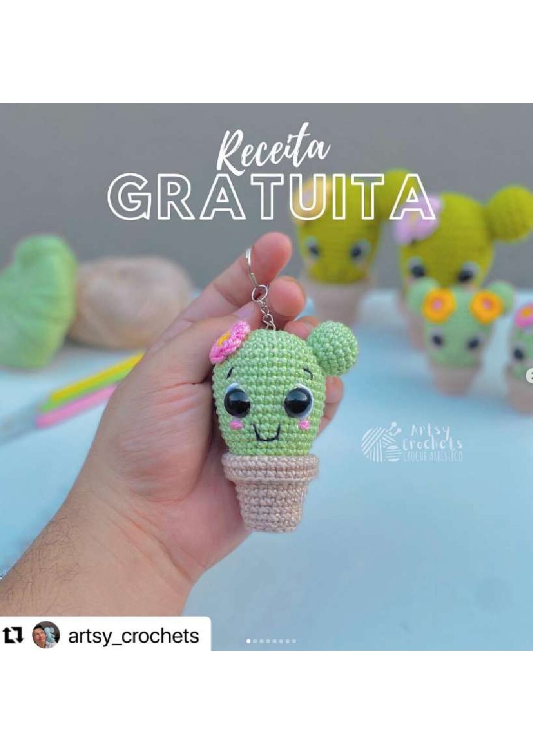 Receita de amigurumi gratuita - Cacto